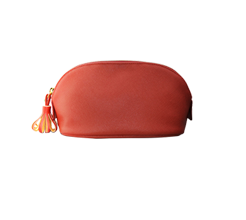 Saffiano PU cosmetic bag with tassel pull