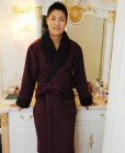 Mens polar fleece and polyester sherpa bathrobe