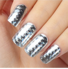 Silver nail stickers Meteor shower polish
