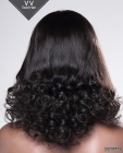 100% Human Hair Wigs Virgin Black Color Half Spiral Curl