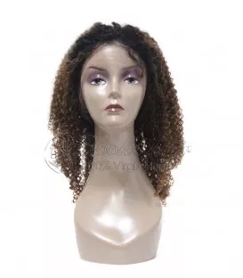 Ombre Color 1B/30 Afro Kinky Curly Pre Plucked Full Lace Wig with Baby Hair Brazilian Virgin Human Hair Wigs with Adjustable Strap 150% Density