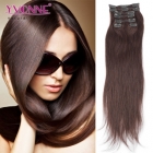 Hot Sale Full Head Clip In Brazilian Human Hair Extension Natural Straight 22inches Color #2