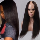 U Part Wig Virgin Indian Hair Yaki Straight Hair Glueless U Part 100% Real Human Hair Wigs