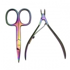 HIGH’S Rainbow Stainless Steel Mini Manicure Kit Cuticle Nipper and Nail Scissors Set